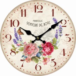 Dřevěné nástěnné hodiny Marseille flowers