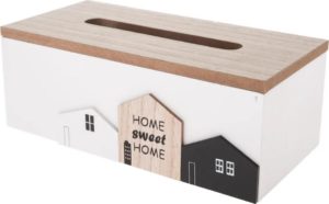 Dřevěný box na kapesníky Home town bílá