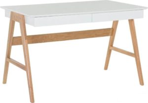 Bílý psací stůl 120x70 cm se dvěma zásuvkami